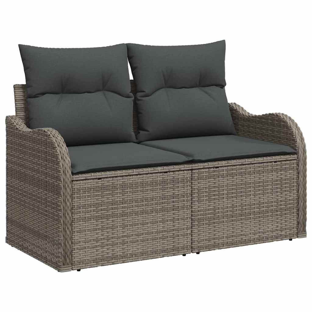 Garten-Sofa-Set mit Speicher 6 pcs Grau Poly Rattan